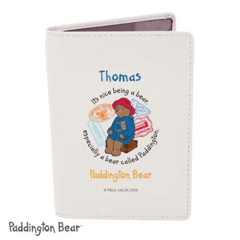 Personalised Paddington Bear Cream Leather Passport Holder £14.99
